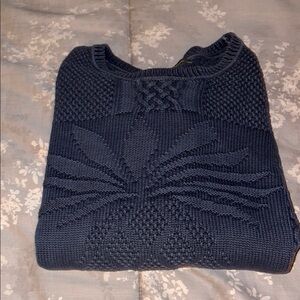 Banana Republic - Navy Crewneck Sweater with Floral Knit Detail